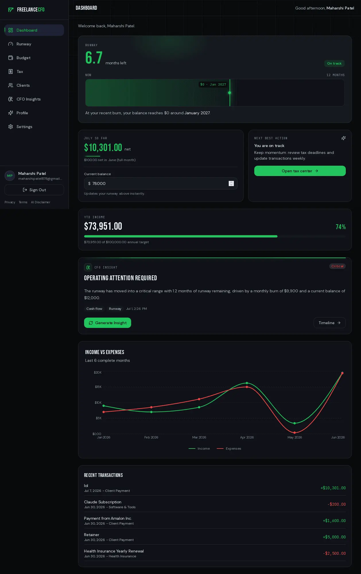 Screenshot 1 of FreelanceCFO