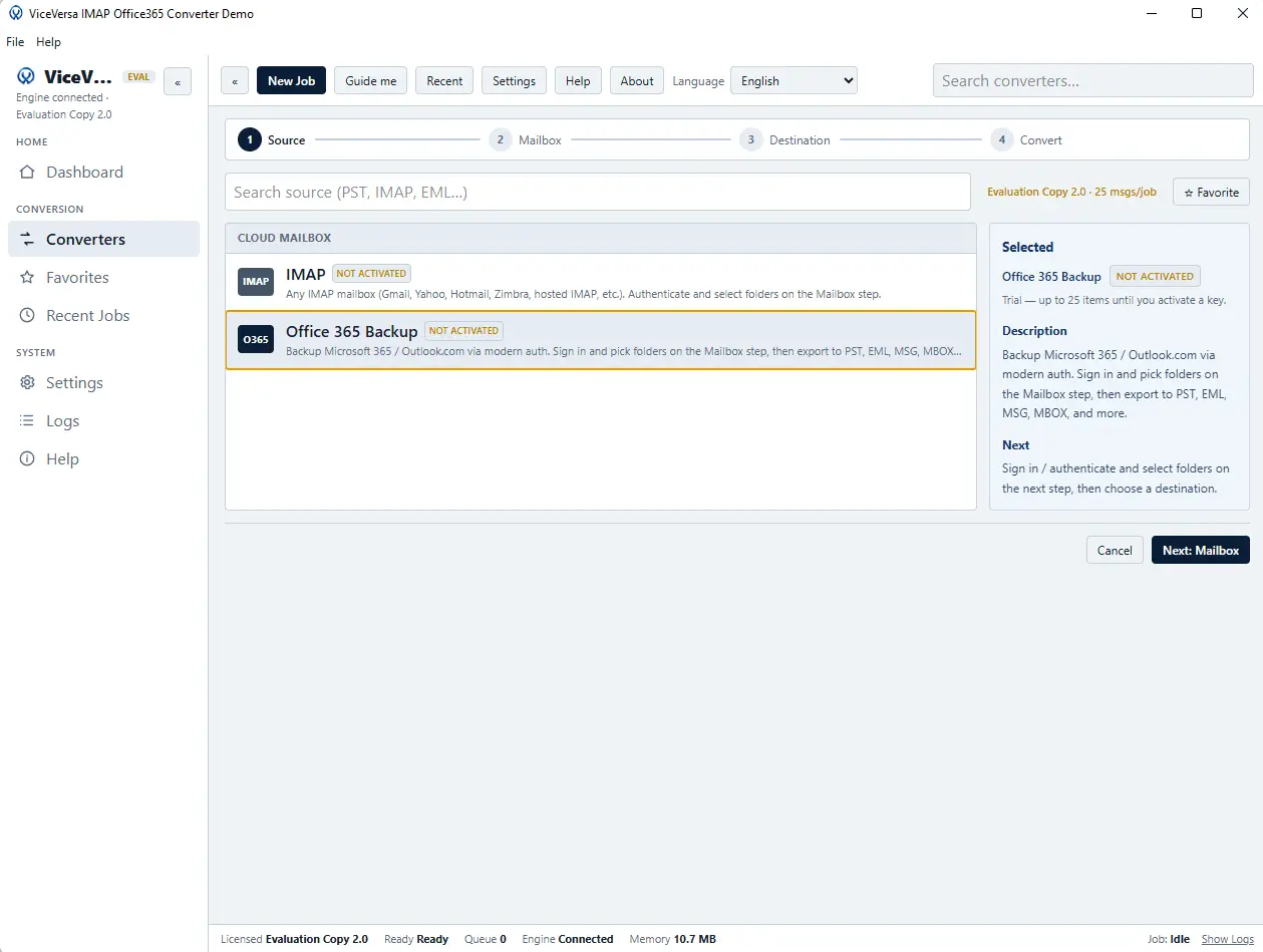Screenshot 2 of ViceVersa IMAP to Office 365 Converter