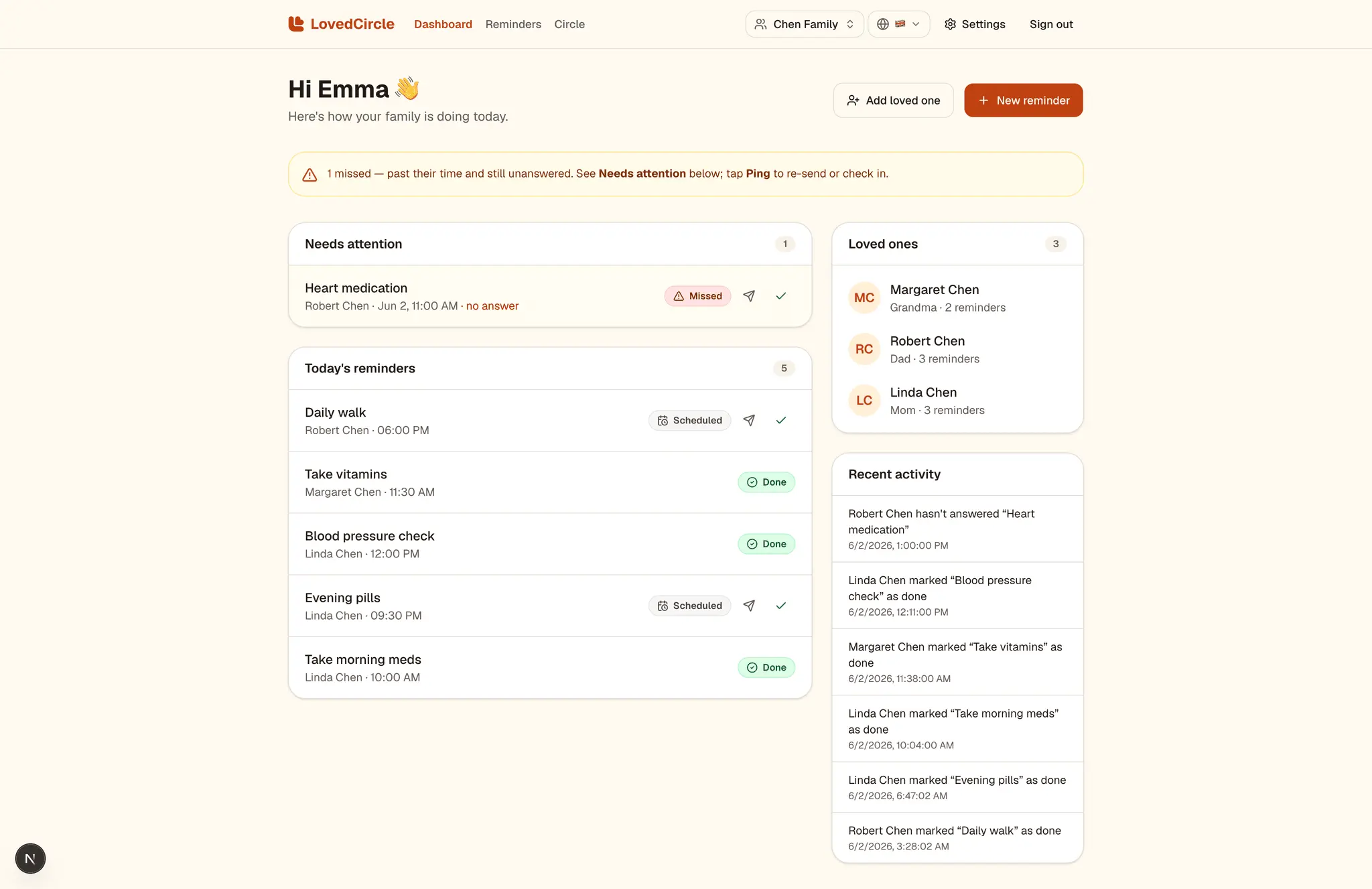 Screenshot 1 of LovedCircle
