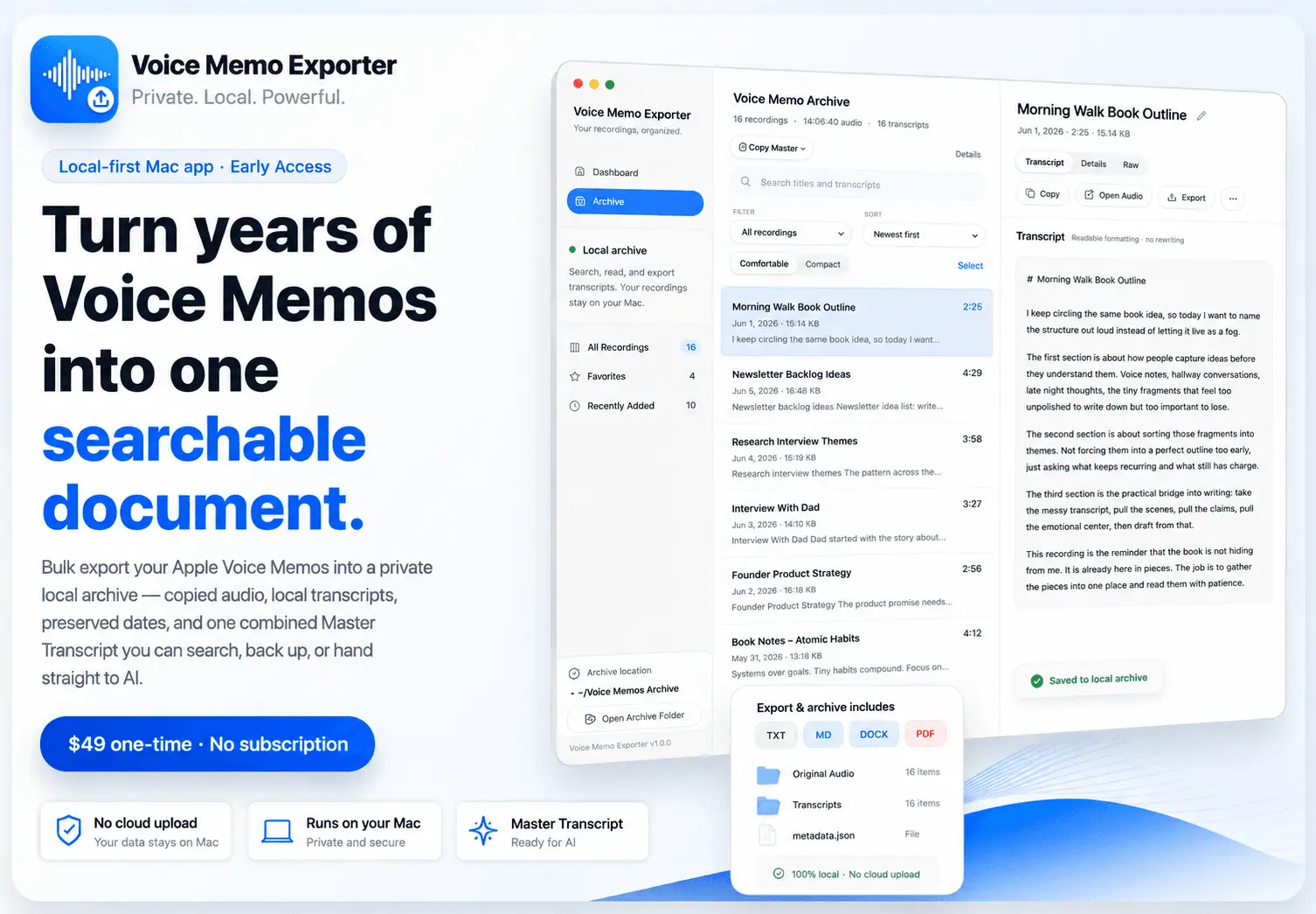 Screenshot 1 of Voice Memo Exporter