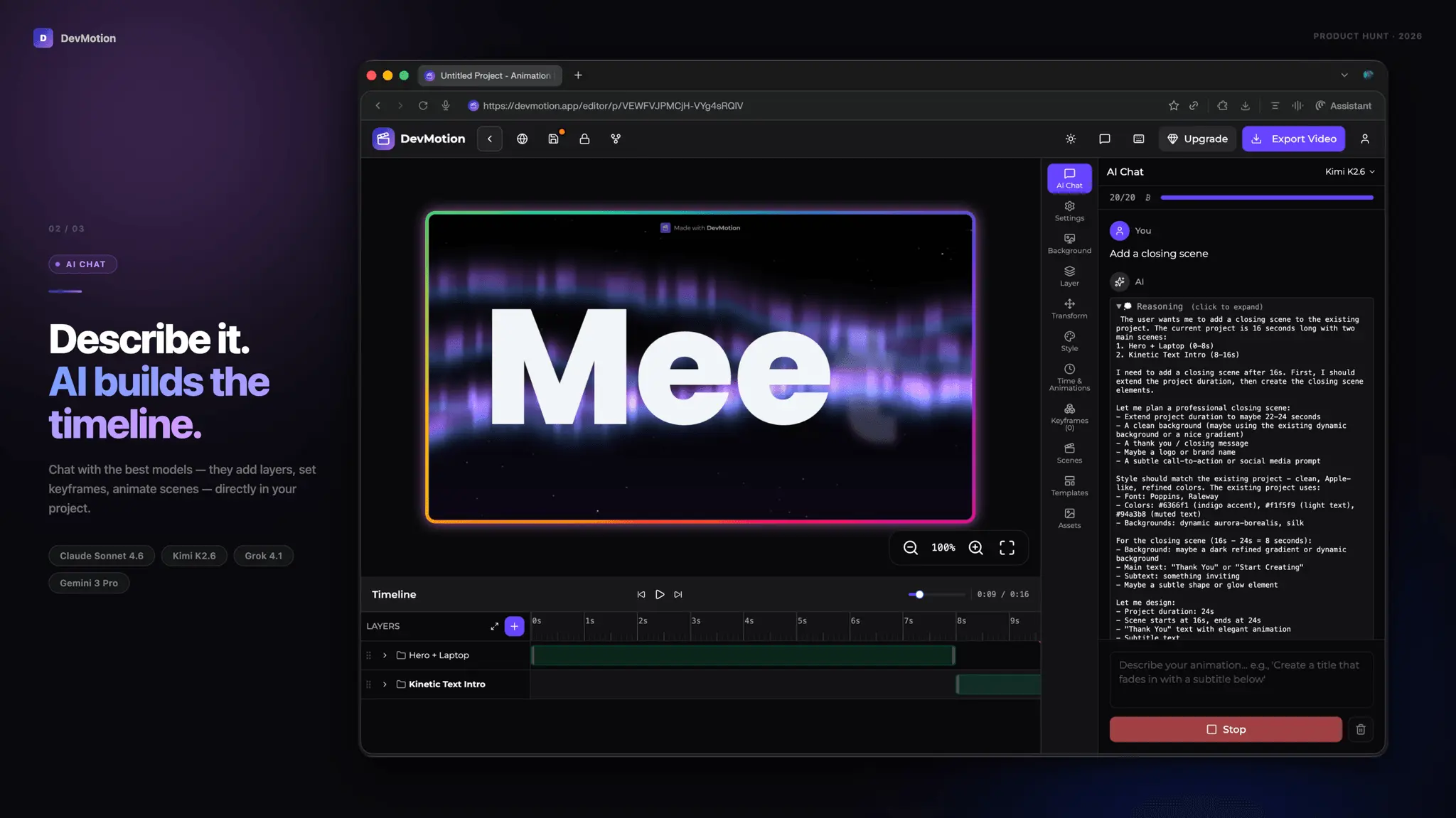 Screenshot 2 of DevMotion — AI Video Editor