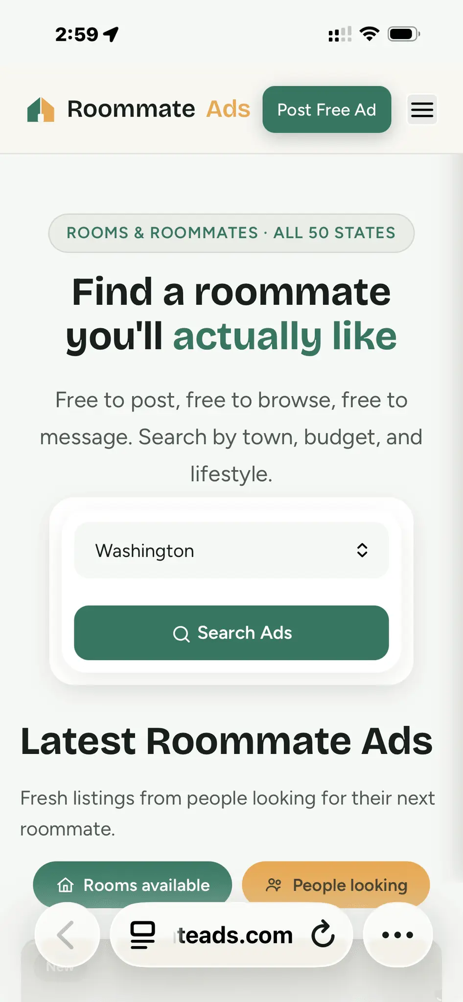 Screenshot 1 of RoommateAds