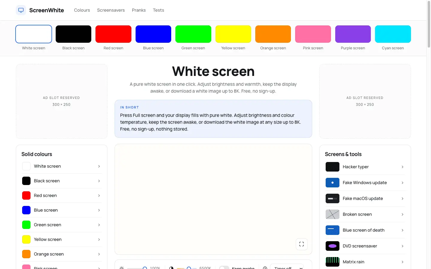 Screenshot 1 of ScreenWhite