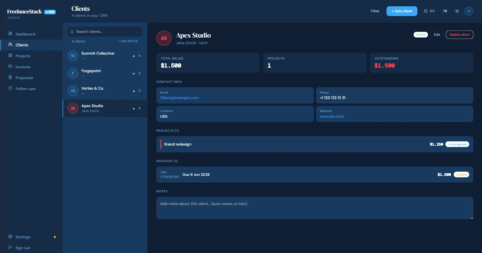 Screenshot 3 of FreelanceStack Studio