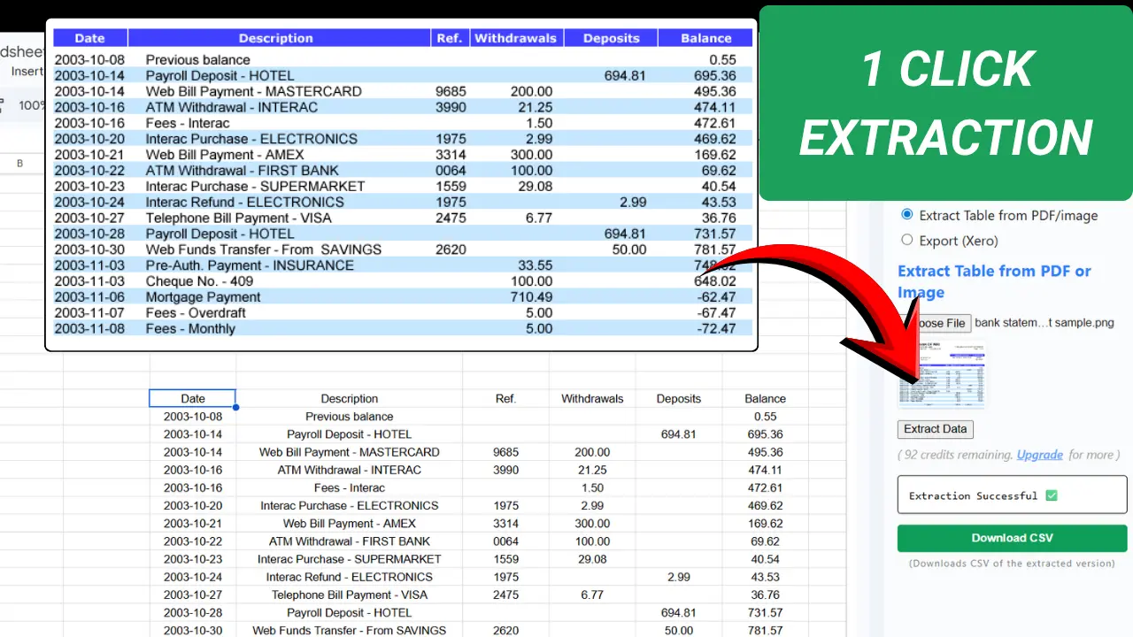 Screenshot 1 of Convert PDF to Google Sheets and CSV