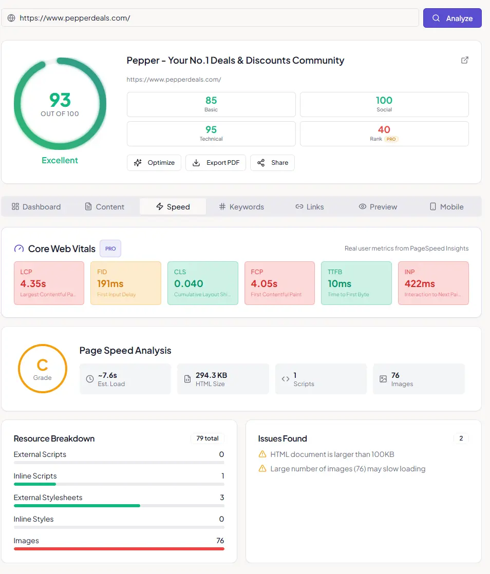 Screenshot 4 of yaSEO - Website Analyzer