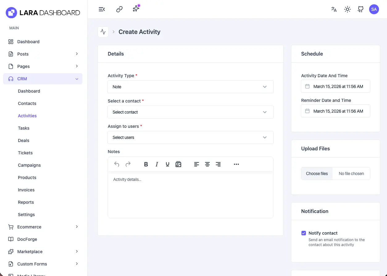 Screenshot 9 of Lara Dashboard