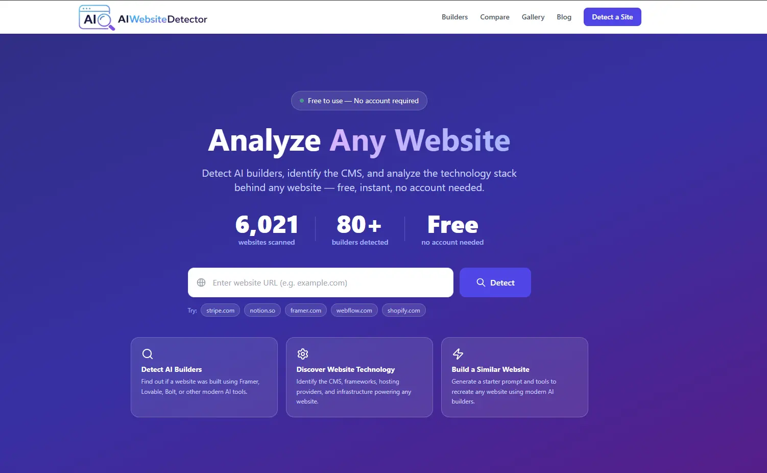 Screenshot 1 of AI Website Detector