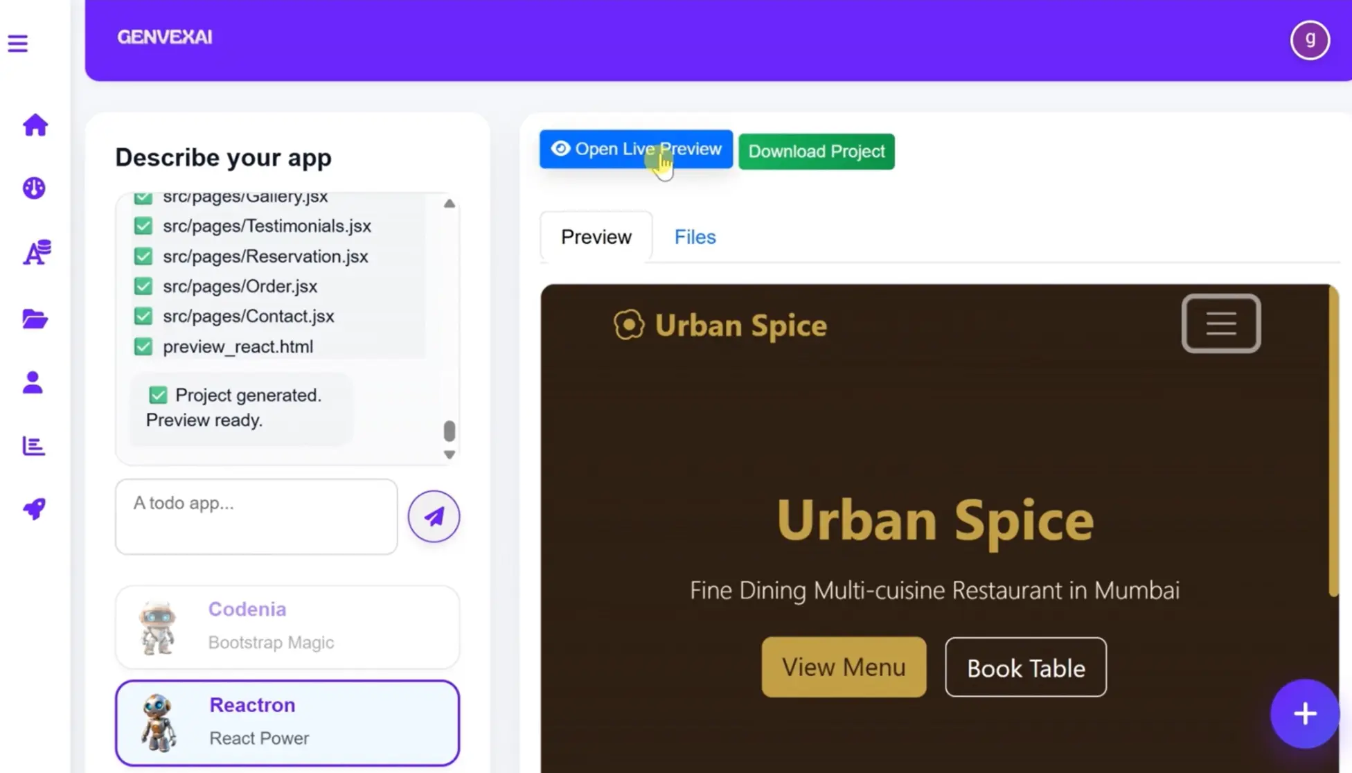Screenshot 2 of GenvexAI – AI Powered App Builder