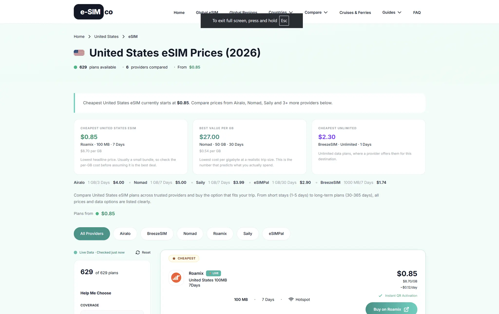 Screenshot 2 of e-sim.co