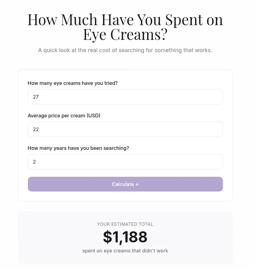 Screenshot 2 of Eye Cream Waste Calculator