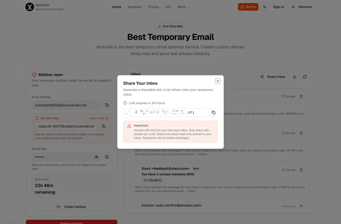 Screenshot 3 of Xeramail Temp Mail