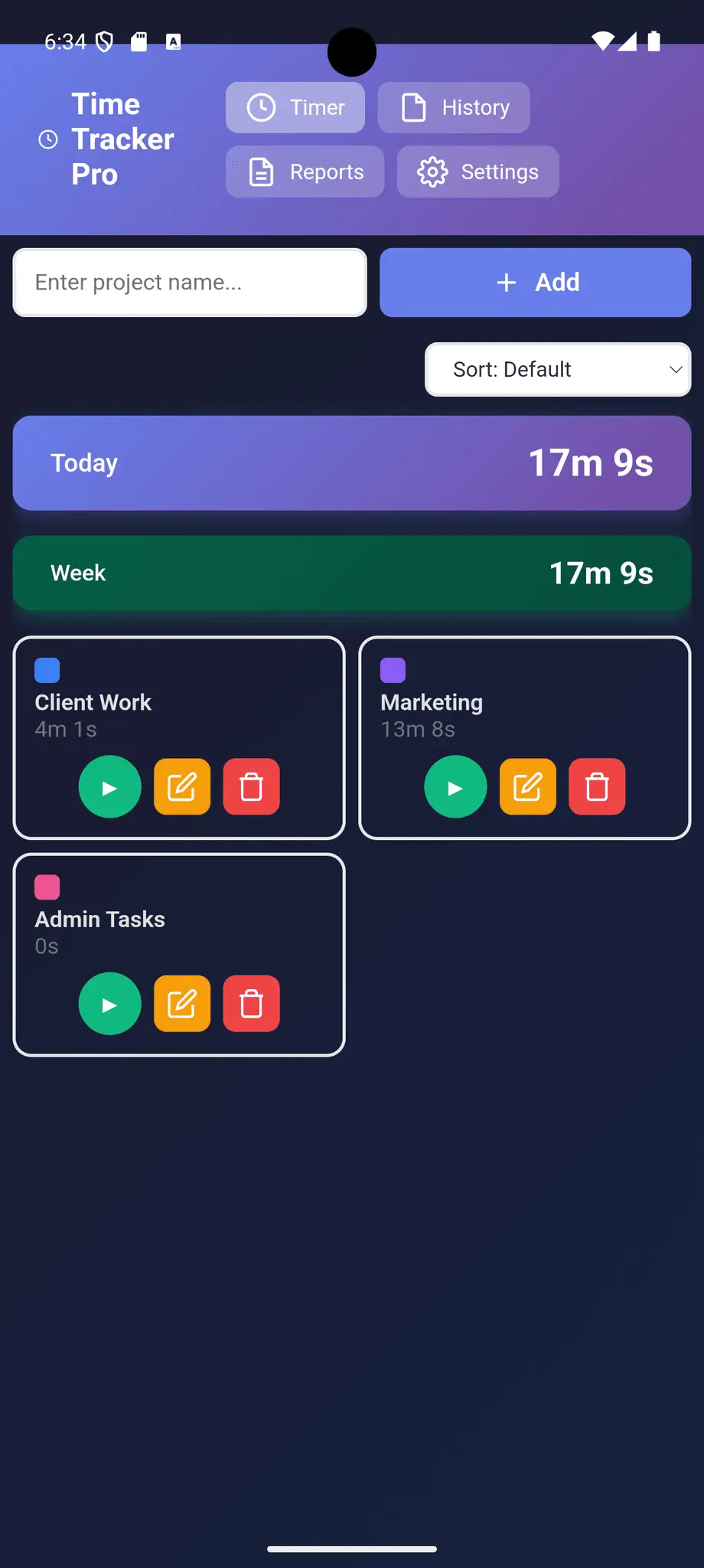 Screenshot 1 of TimeTracker Pro