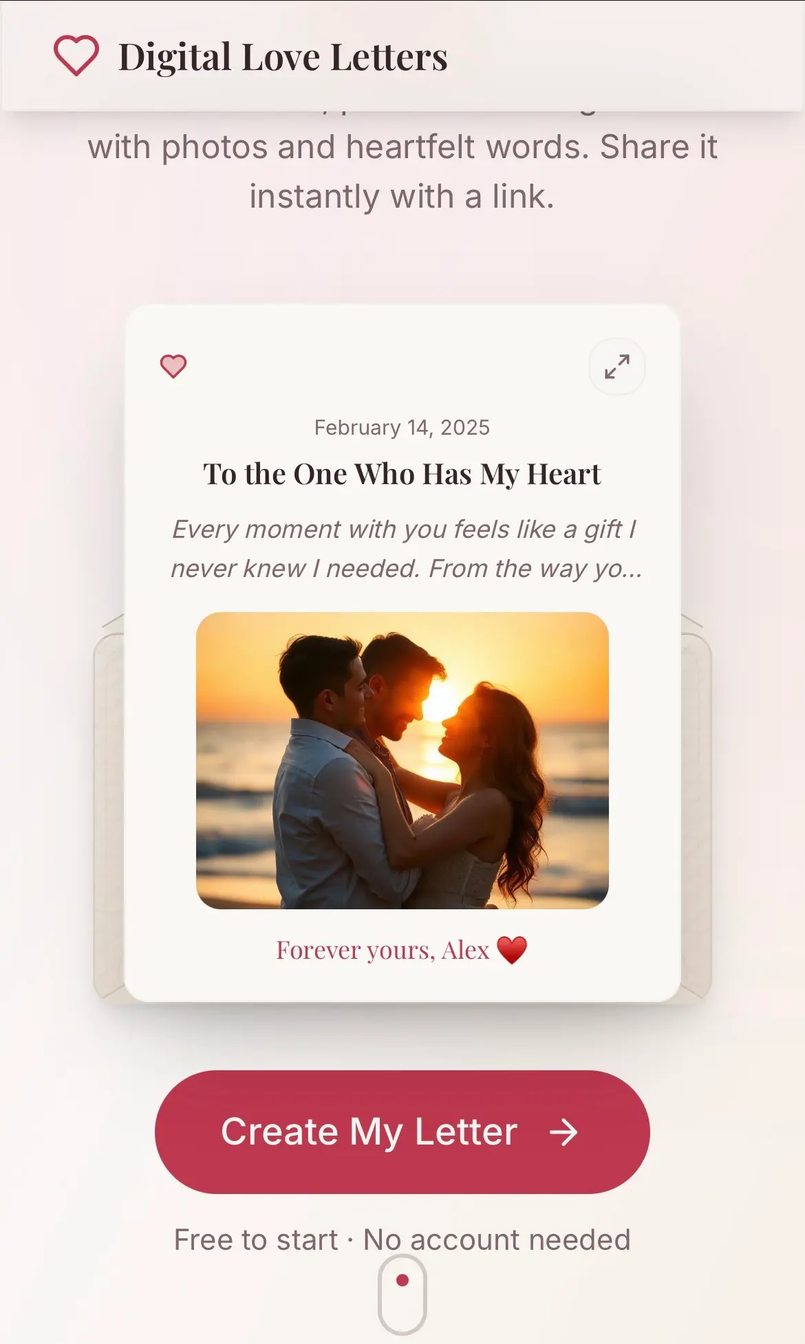 Screenshot 1 of Digital Love Letters