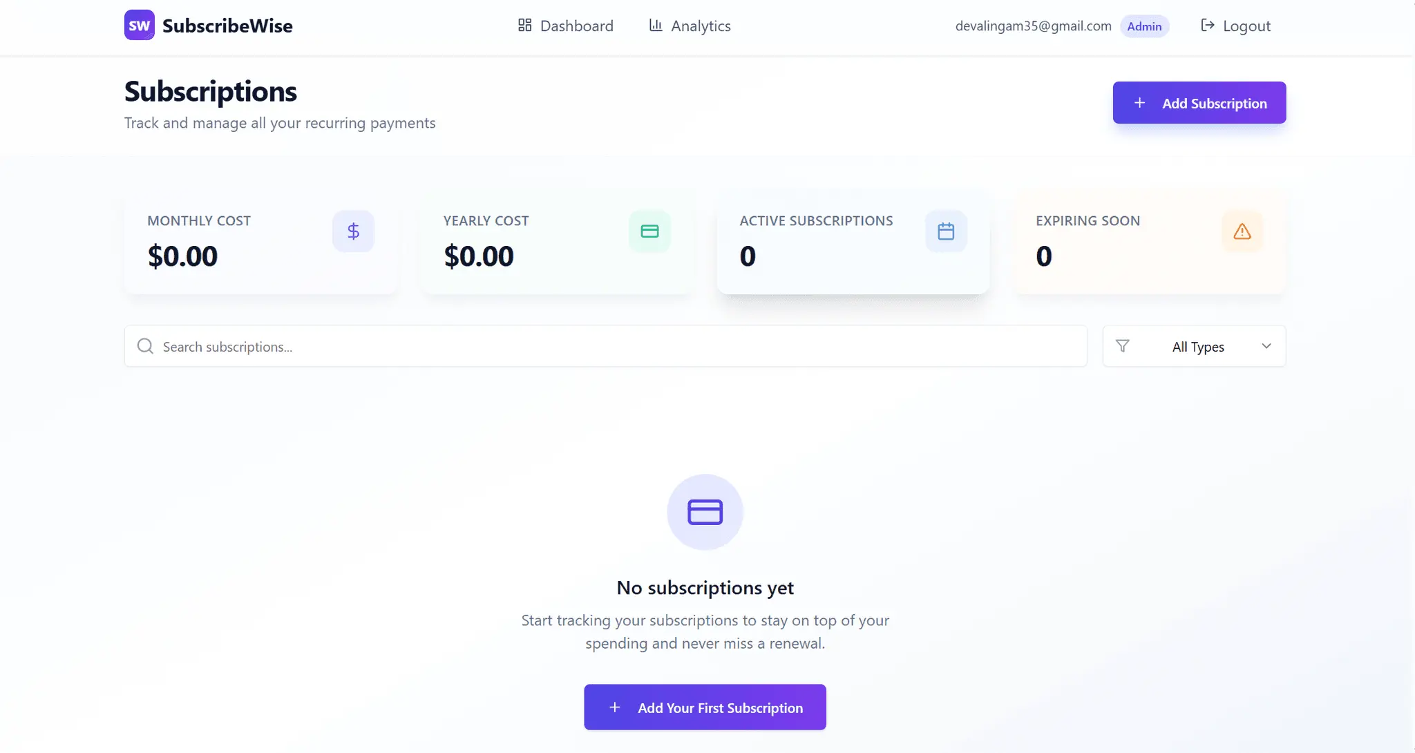 Screenshot 1 of SubScribeWise 