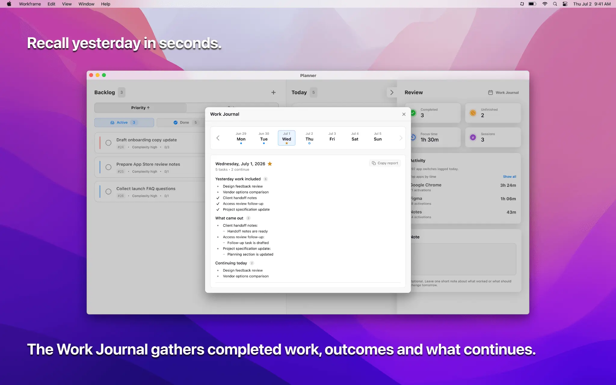 Screenshot 2 of Workframe: Tasks & Focus Timer