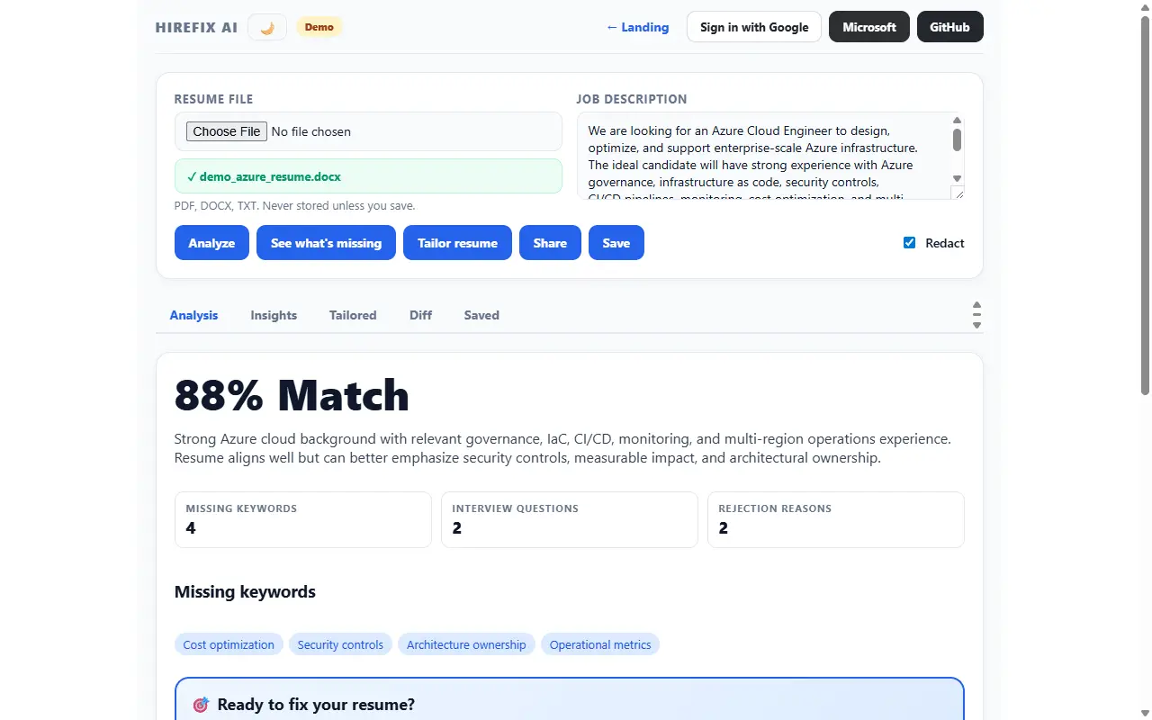 Screenshot 4 of HireFix AI