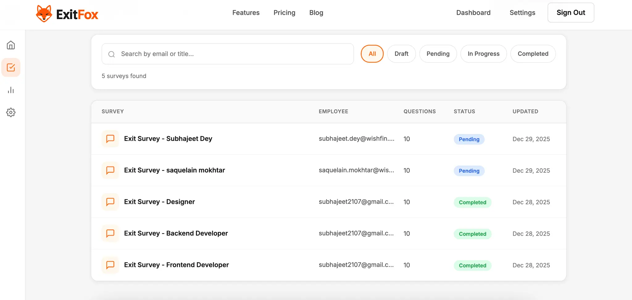 Screenshot 1 of ExitFox - AI-Powered Exit Interviews