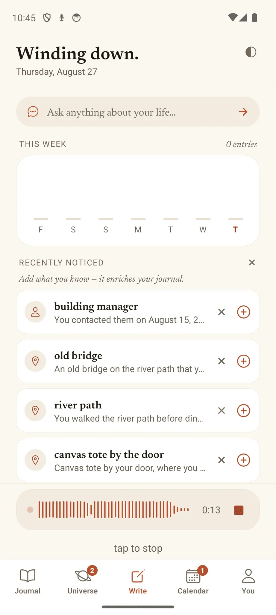 Screenshot 1 of Fond: Voice Journal & Diary