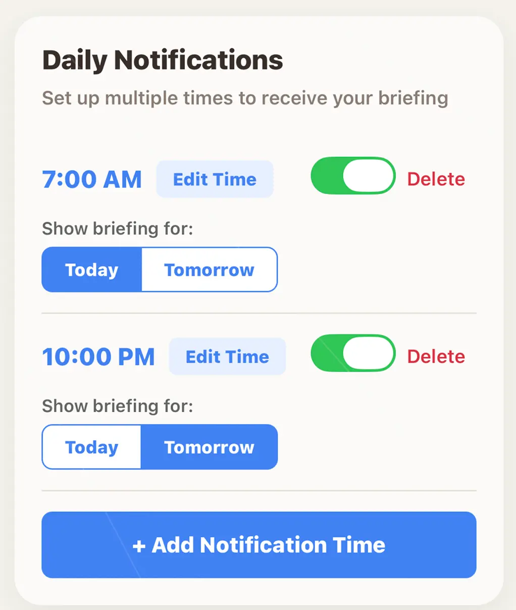 Screenshot 1 of At 'Em - personal daily briefing