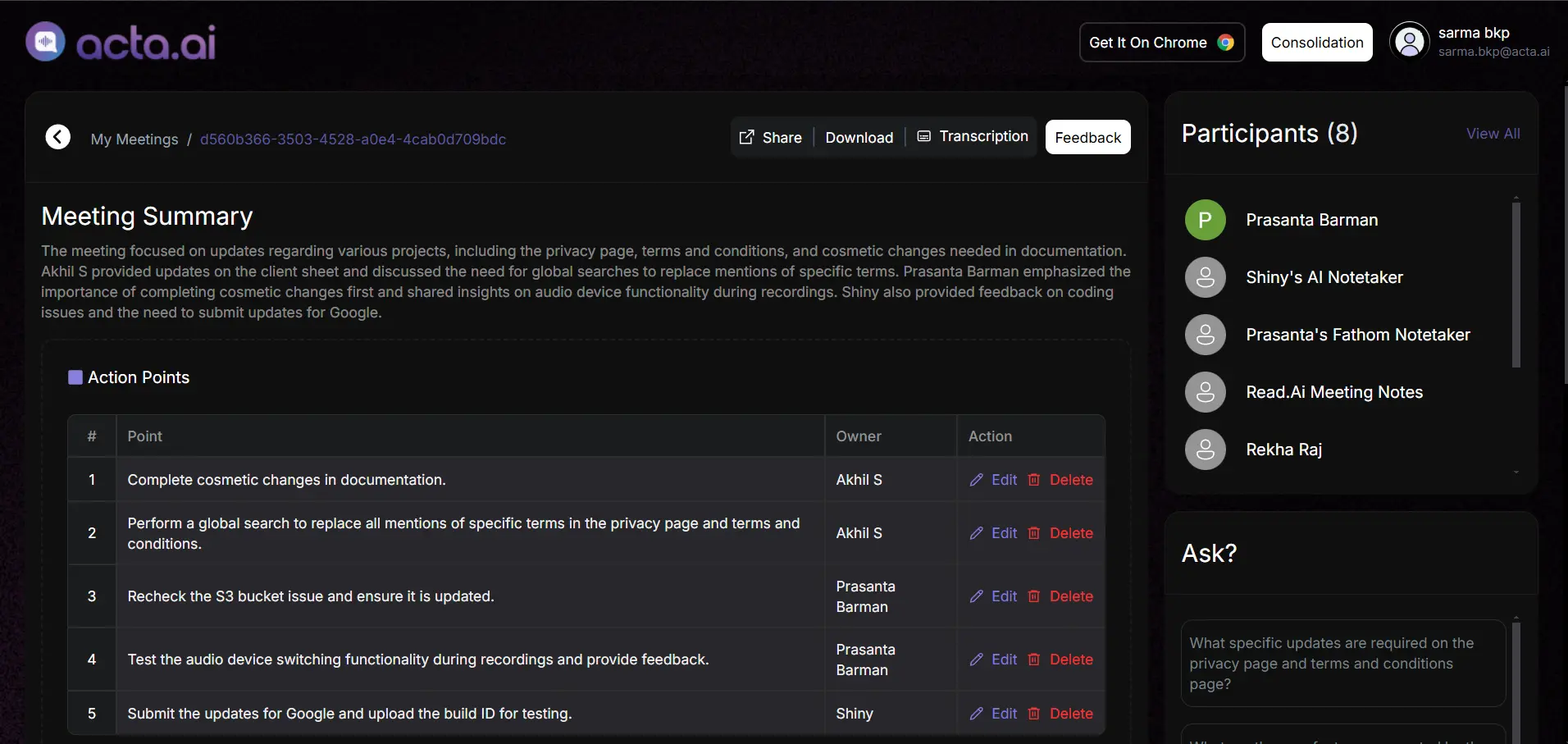 Screenshot 5 of Acta.ai