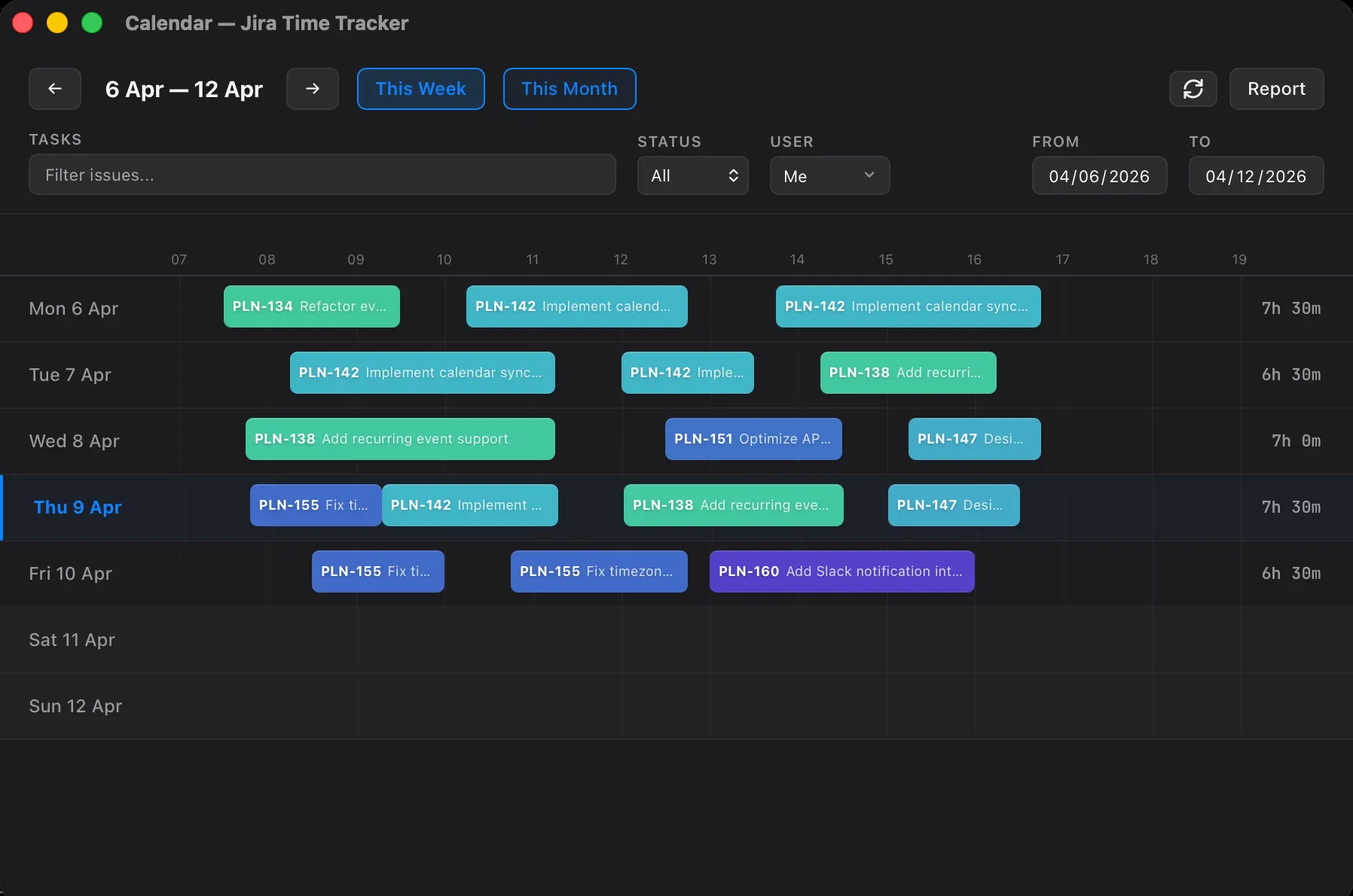 Screenshot 2 of Planim Time for Jira