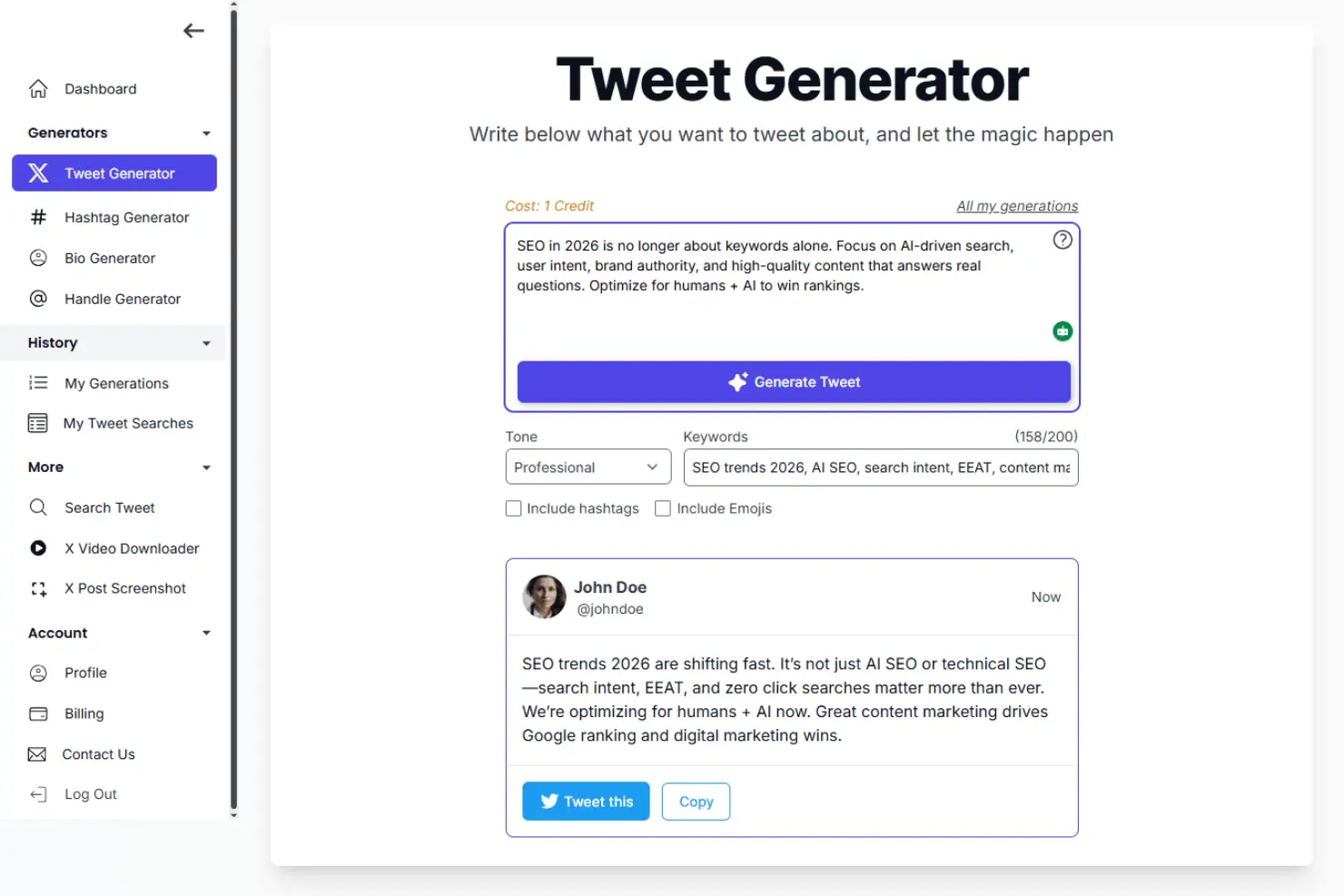 Screenshot 2 of Tweetstorm AI