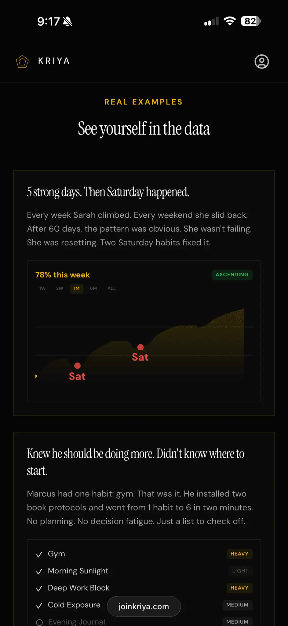 Screenshot 1 of Kriya | Daily Habit and Routine Builder