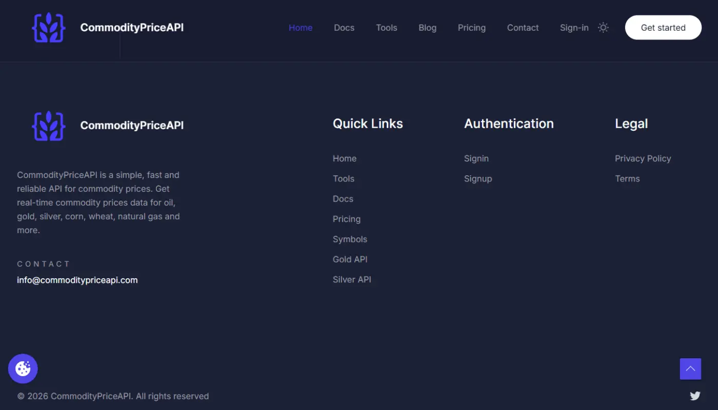 Screenshot 1 of Commodity Price API