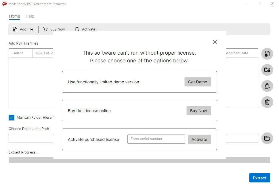 Screenshot 2 of MailsDaddy PST Attachment Extractor
