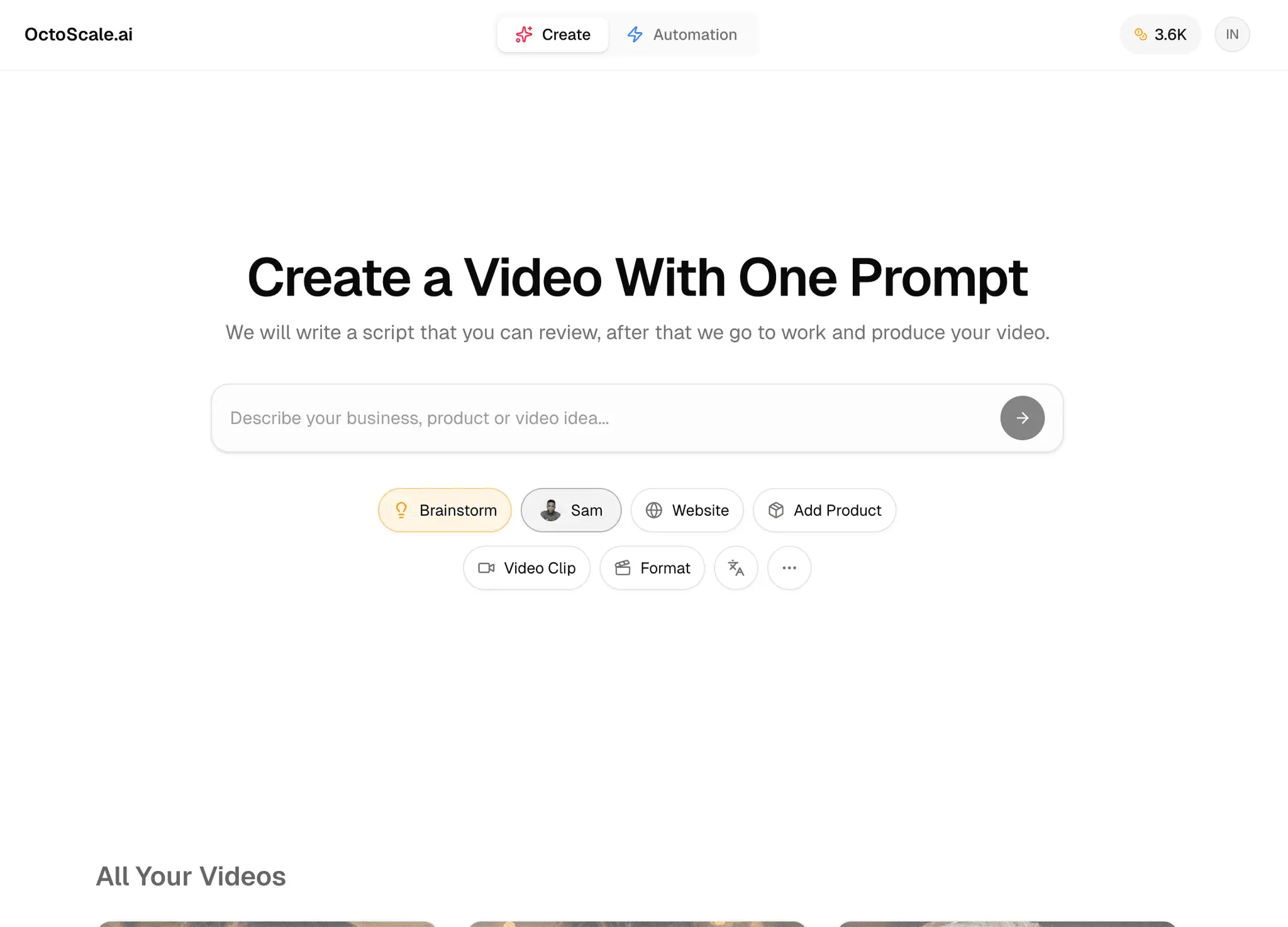 Screenshot 1 of OctoScale AI Reel Generator
