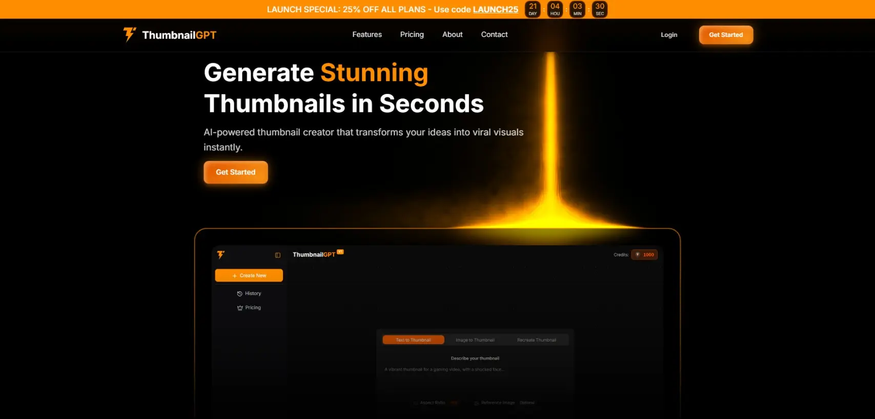 Screenshot 1 of ThumbnailGPT - AI Thumbnail Generator
