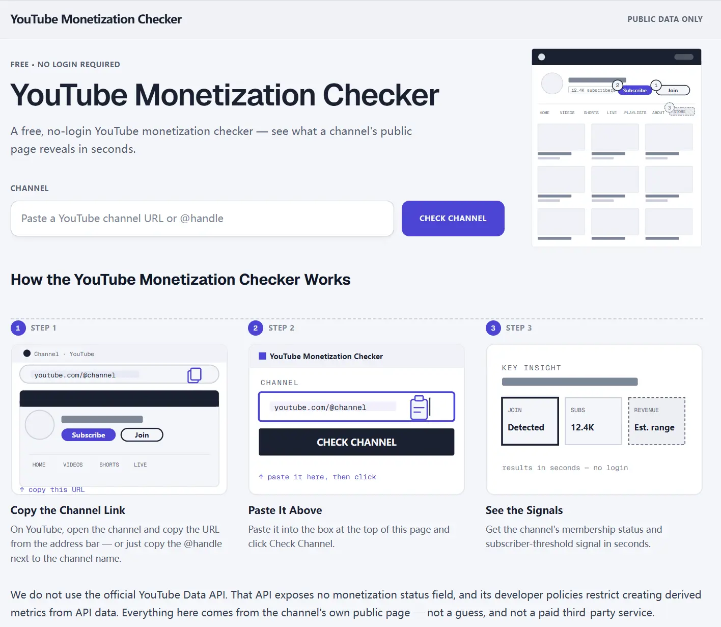 Screenshot 1 of YouTube Monetization Checker