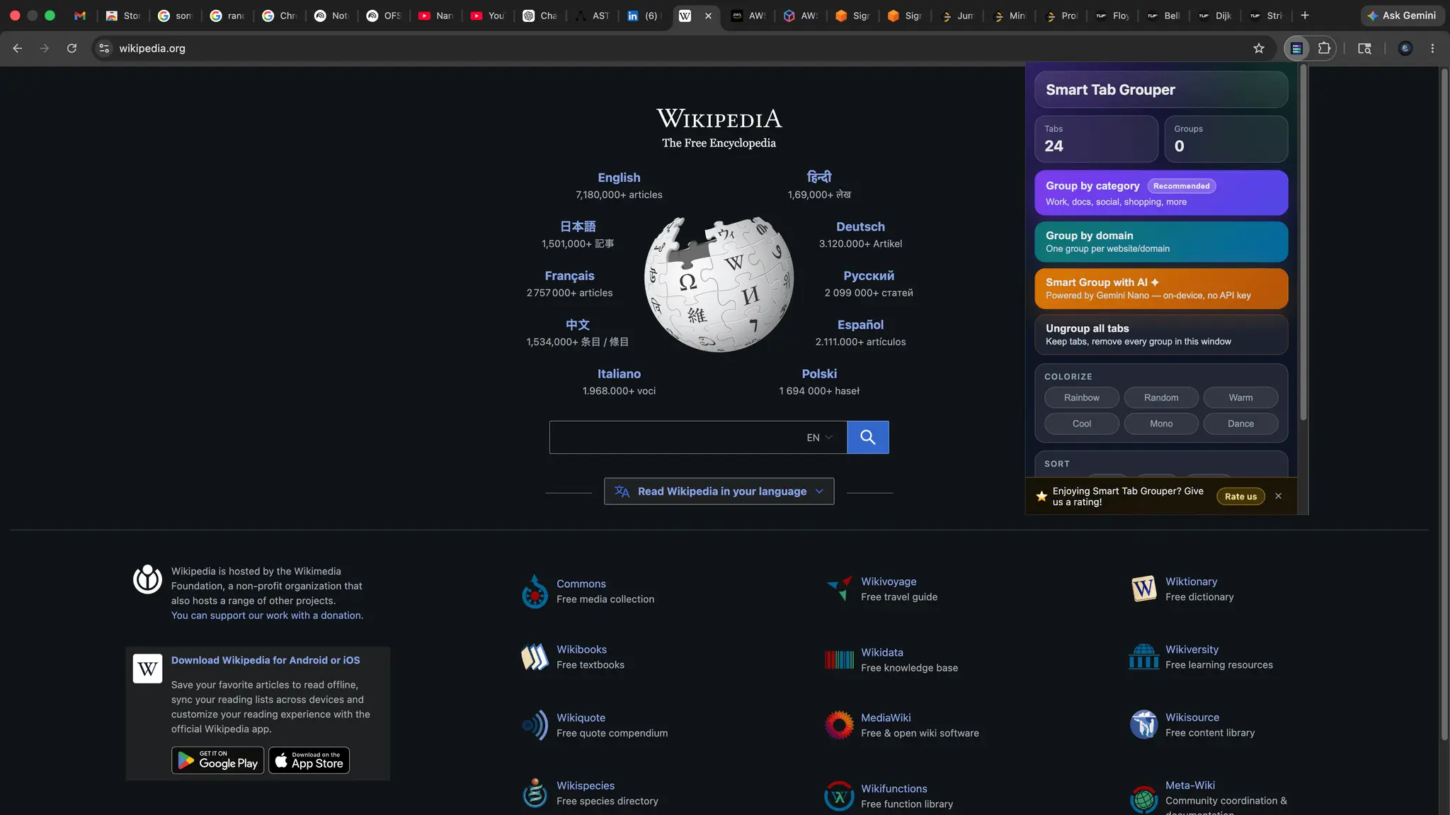 Screenshot 1 of Smart Tab Grouper – Organize Chrome Tabs