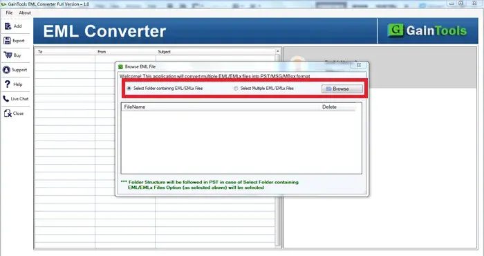 Screenshot 1 of GainTools EML Converter