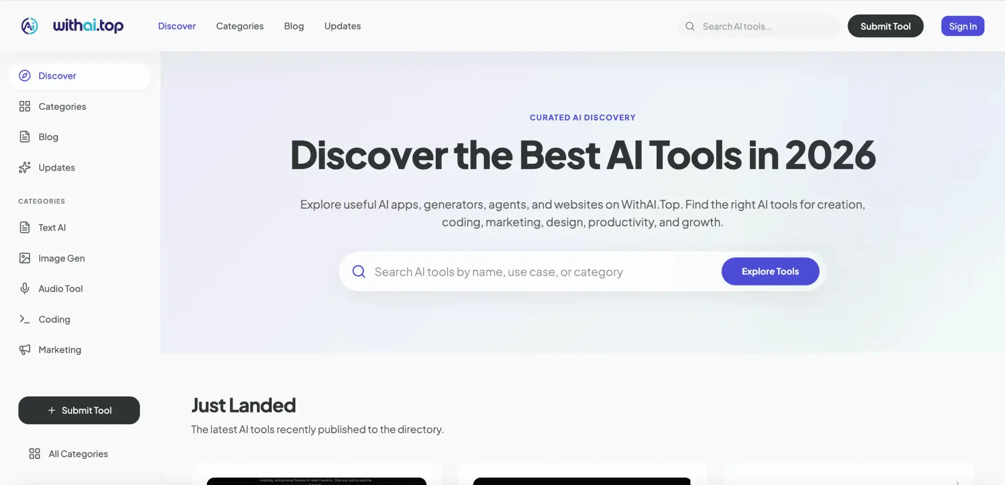 Screenshot 1 of WithAI.Top - AI Directory