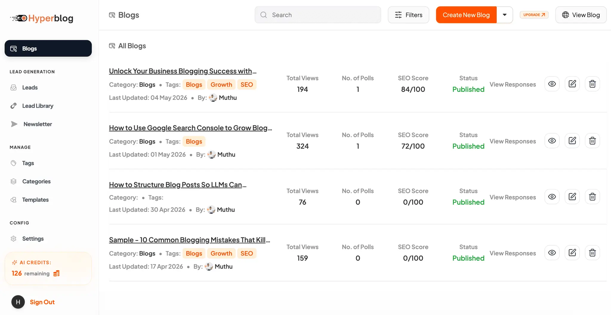 Screenshot 1 of Hyperblog