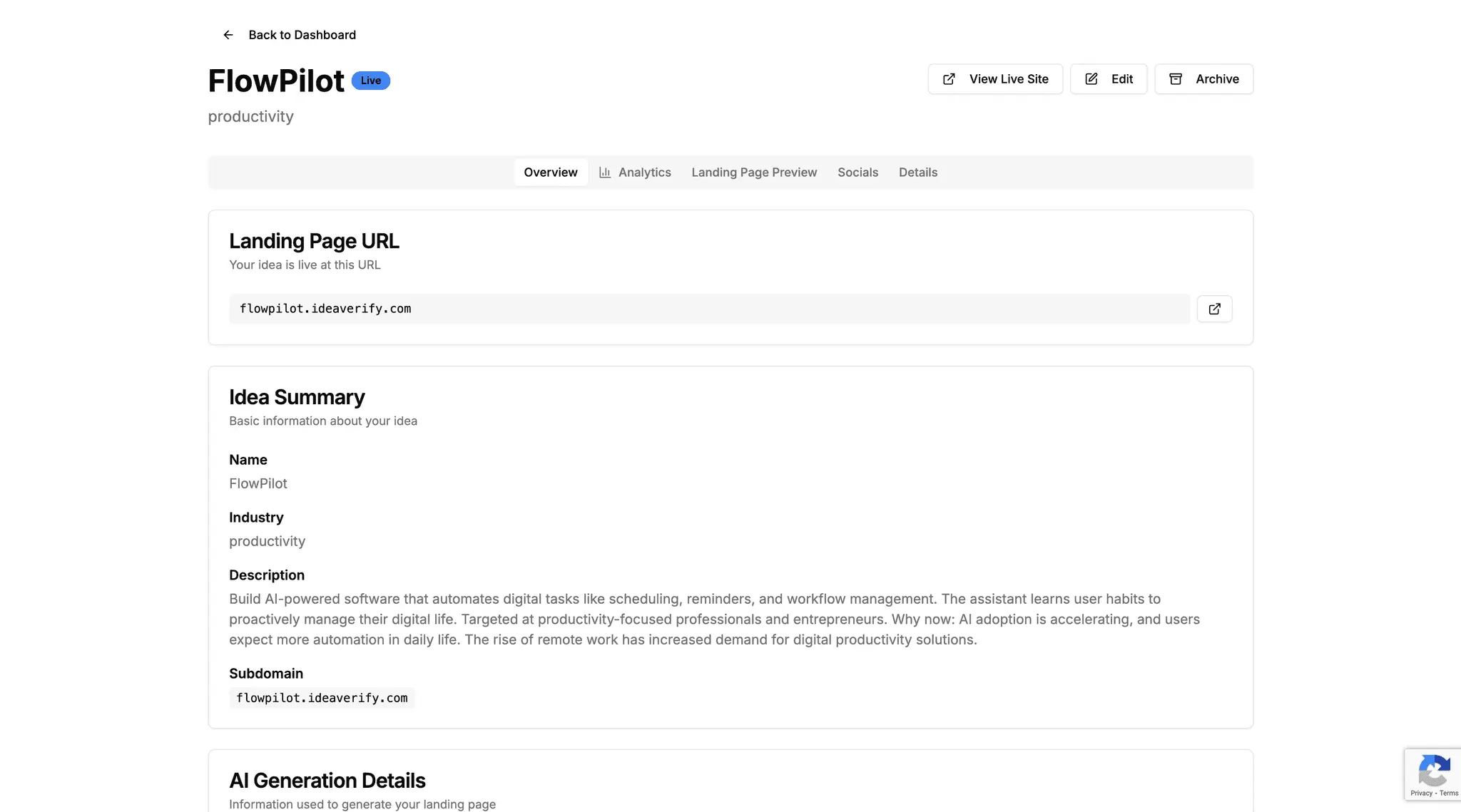 Screenshot 3 of IdeaVerify - Validate Your Startup Ideas