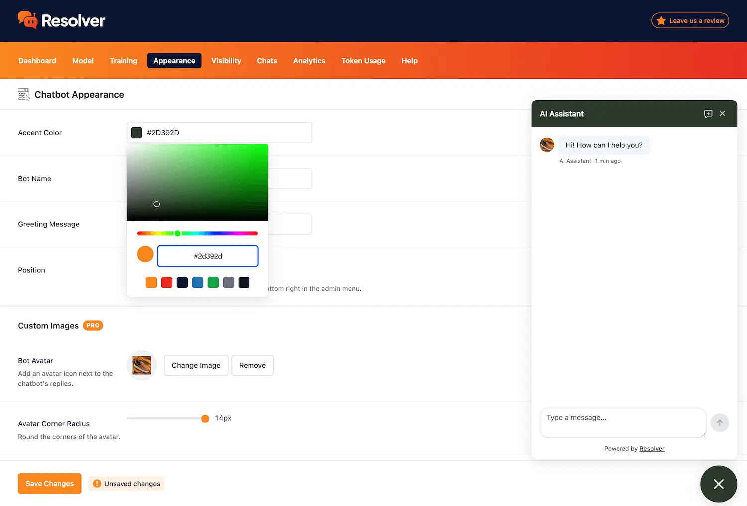 Screenshot 3 of Resolver AI Chatbot
