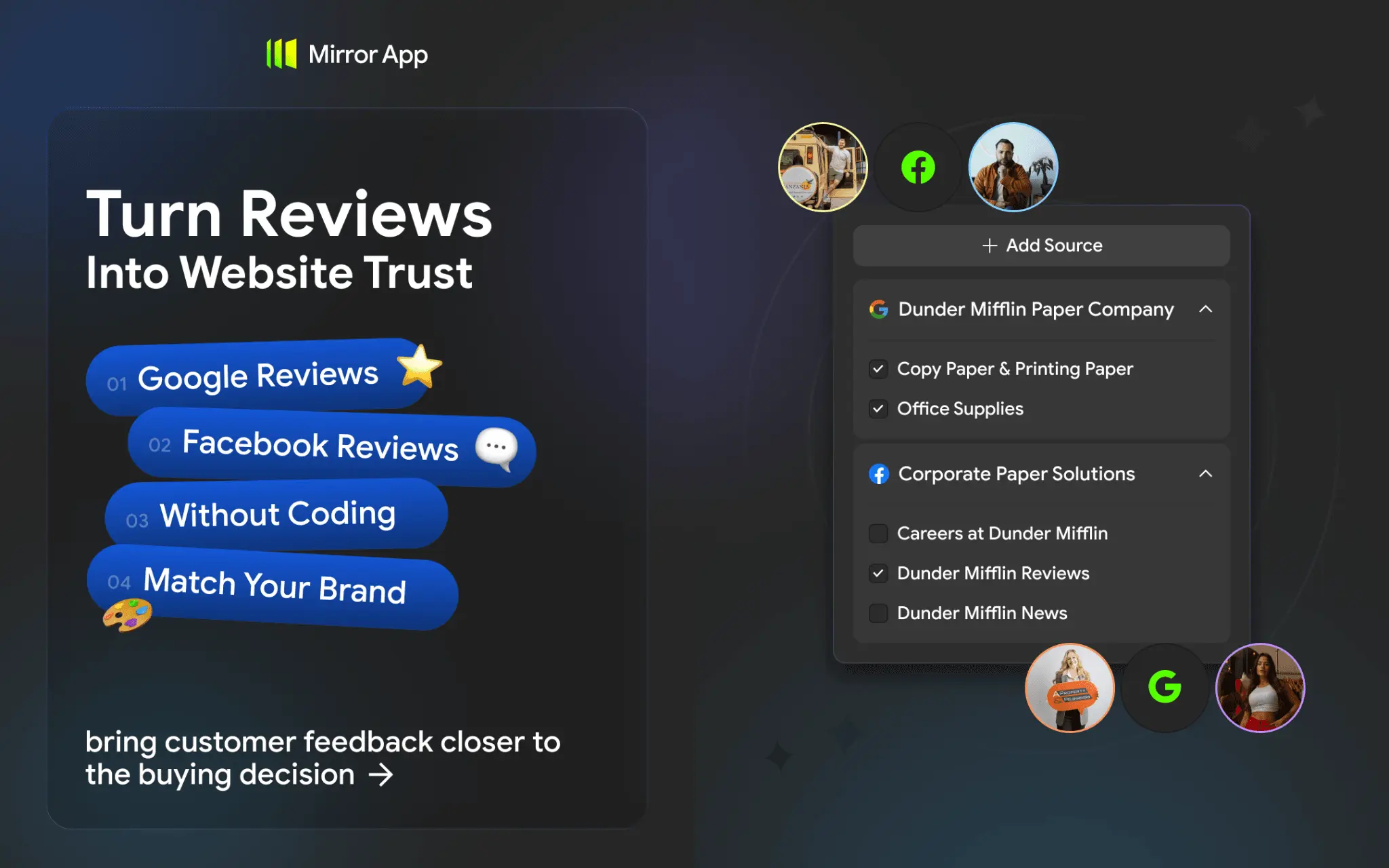 Screenshot 1 of Mirror App. Reviews Widget
