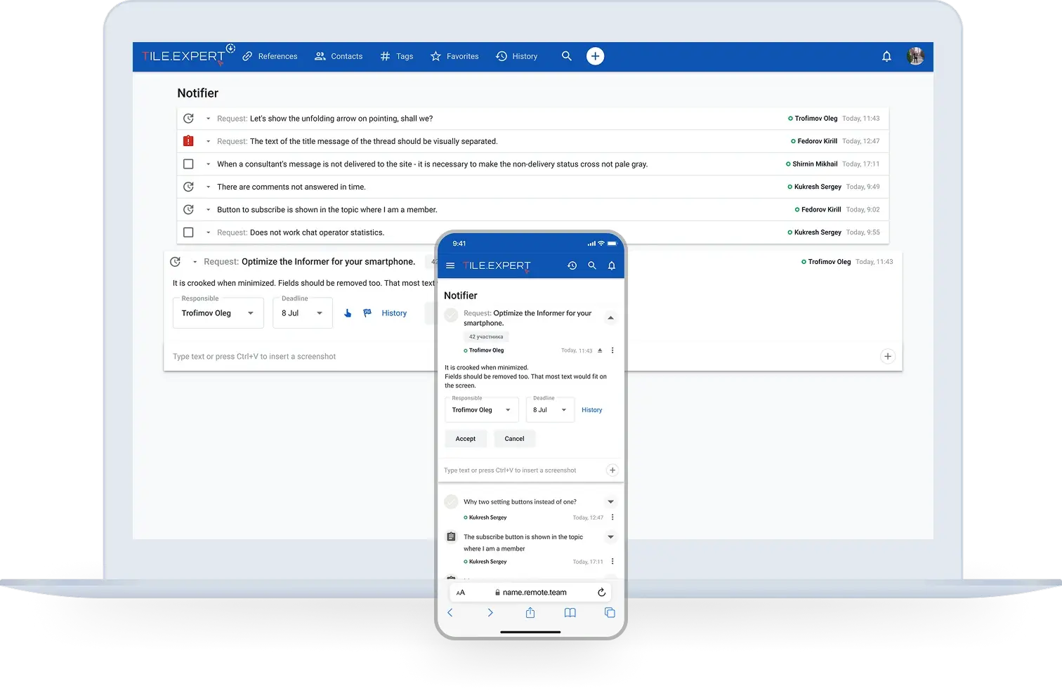 Screenshot 1 of Remote.Team - chat & taskmanager