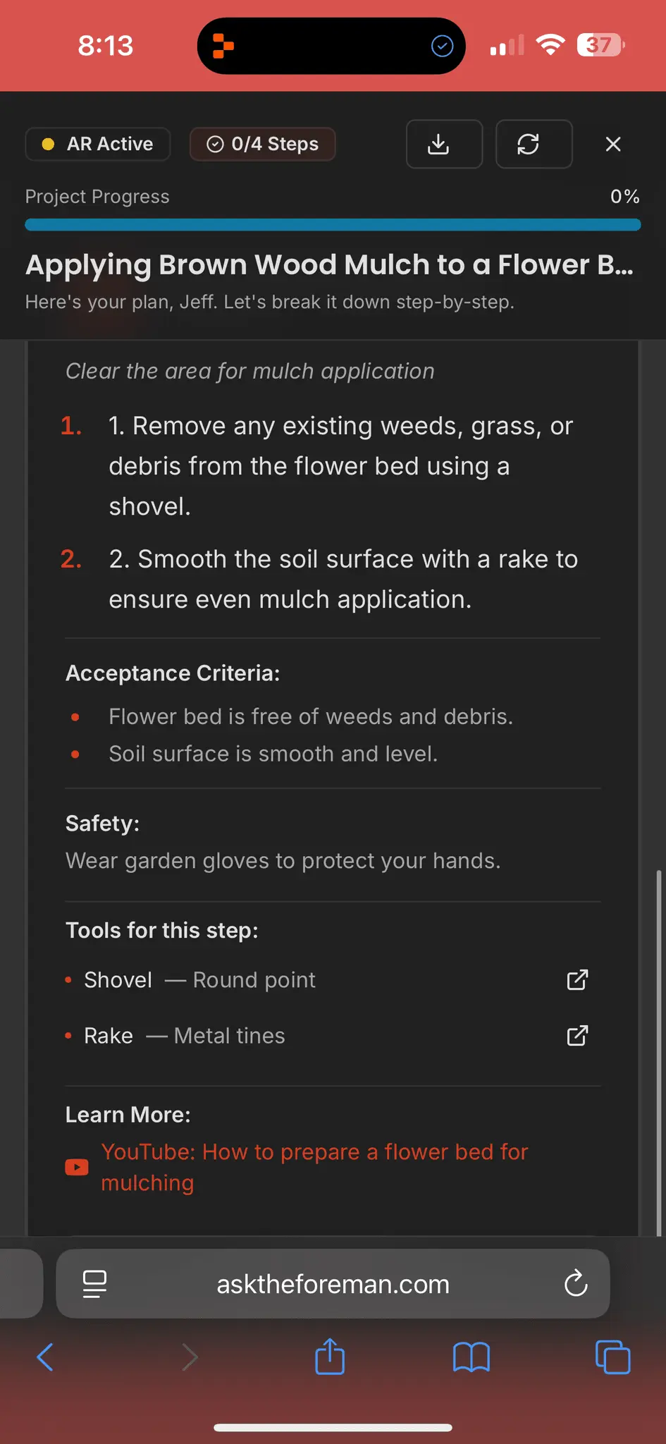 Screenshot 1 of AskForeman - AI Project Planner for DIY