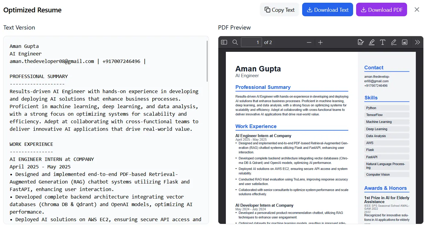 Screenshot 2 of AptlyHired: AI-Powered Career Platform