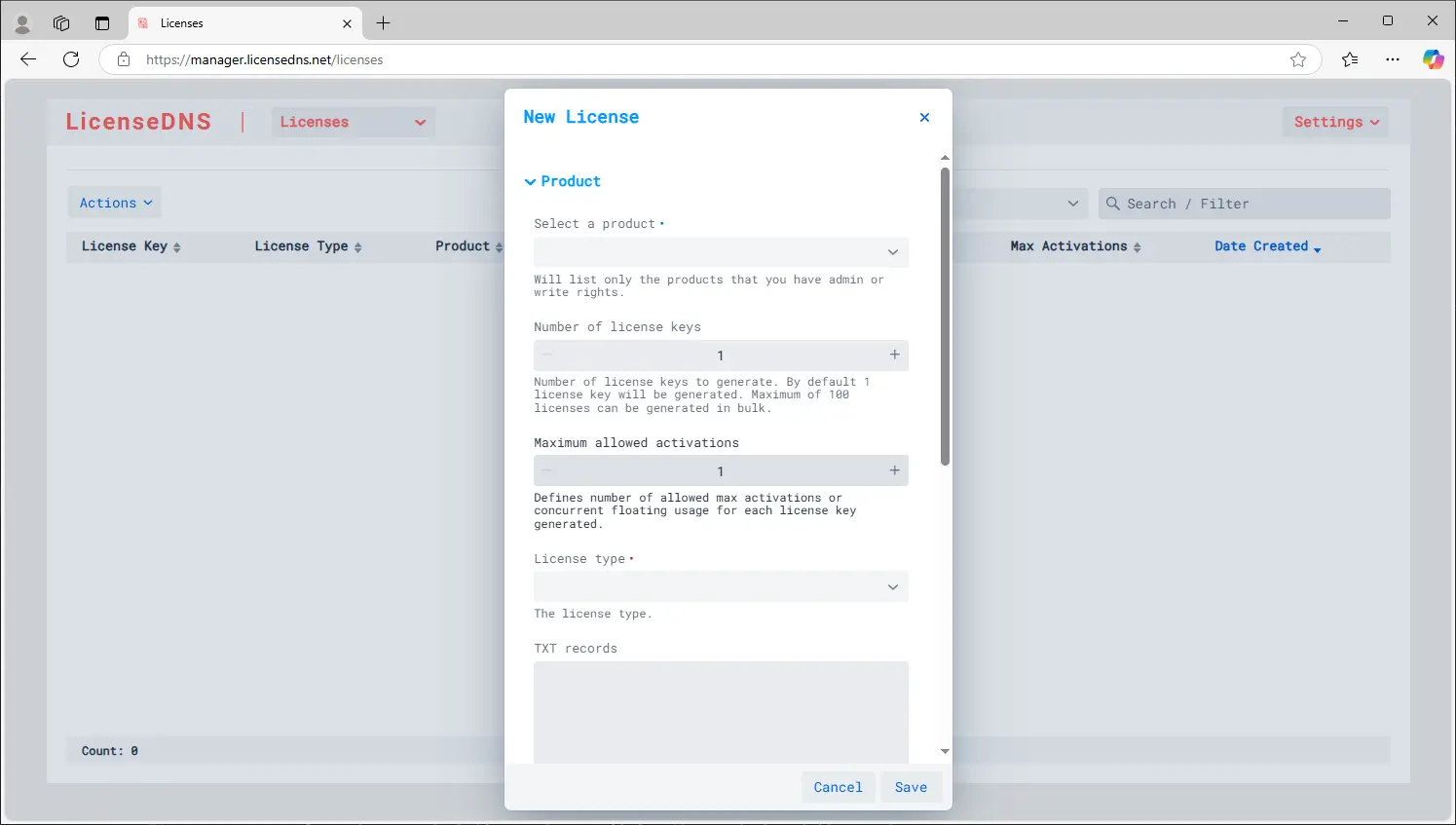 Screenshot 1 of LicenseDNS