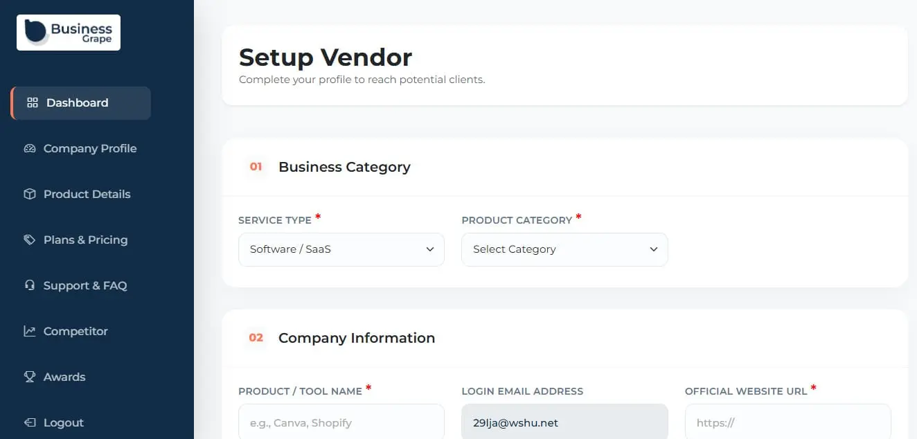 Screenshot 1 of BusinessGrape