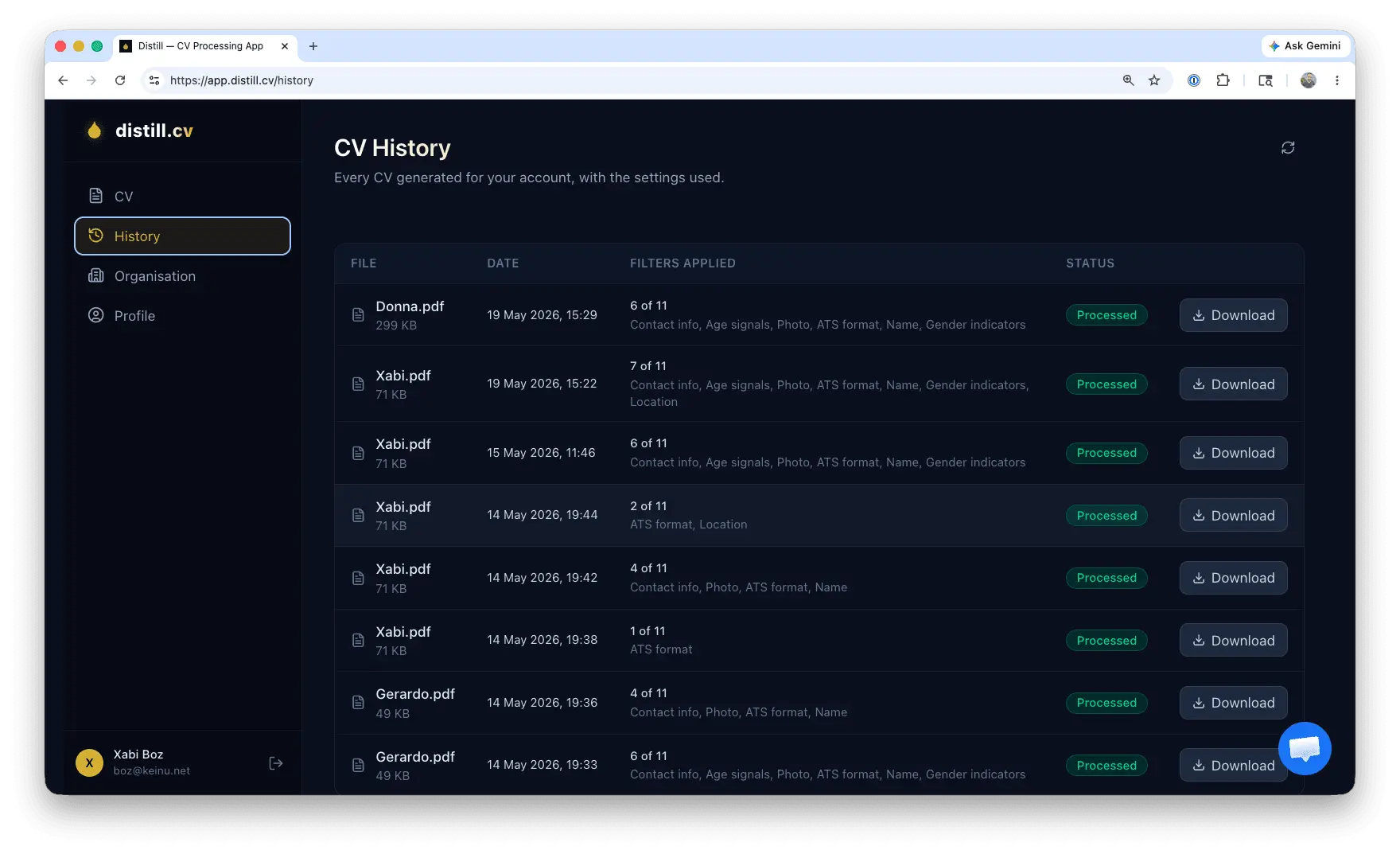 Screenshot 3 of Distill.cv