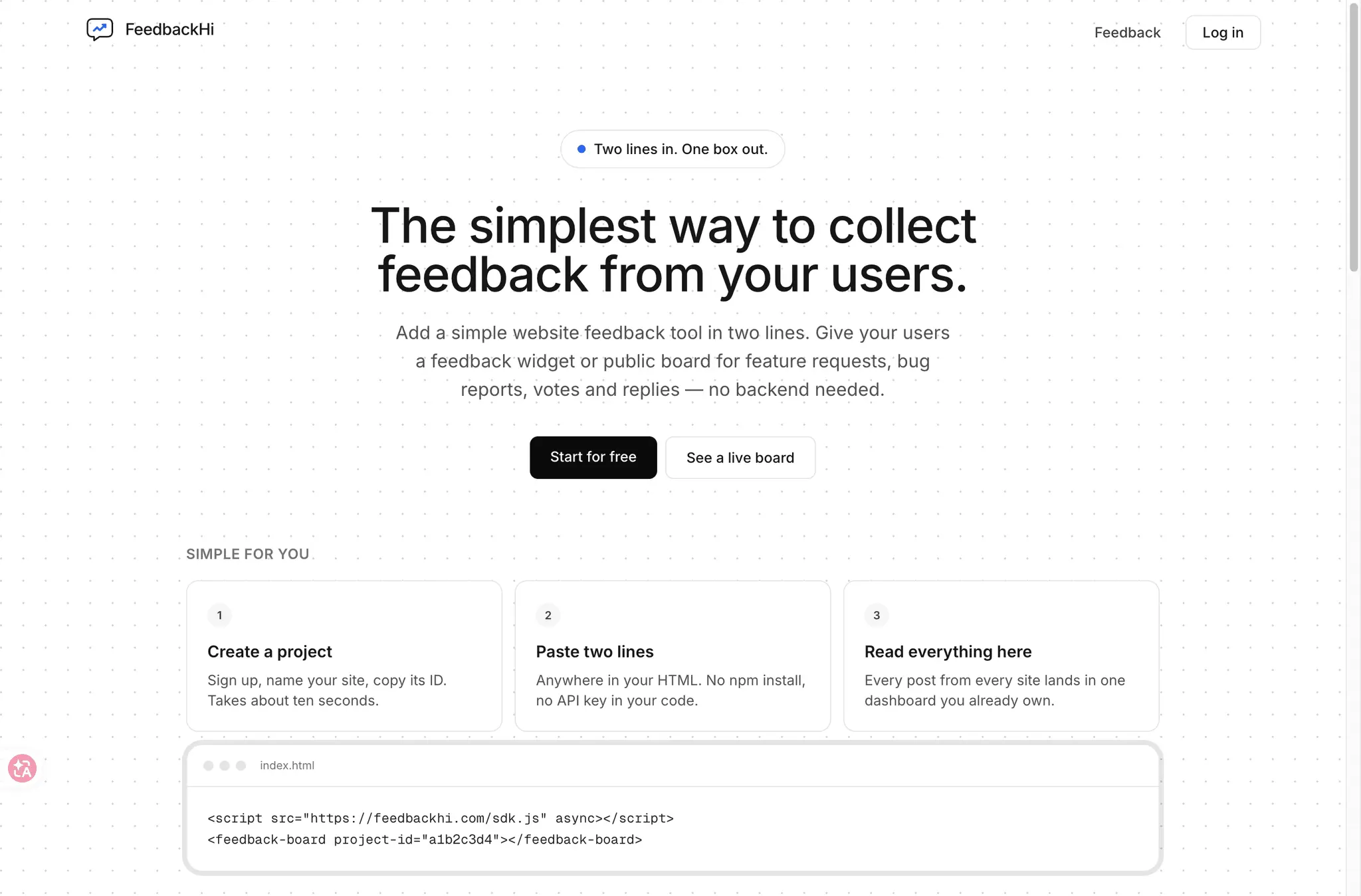 Screenshot 1 of FeedbackHi
