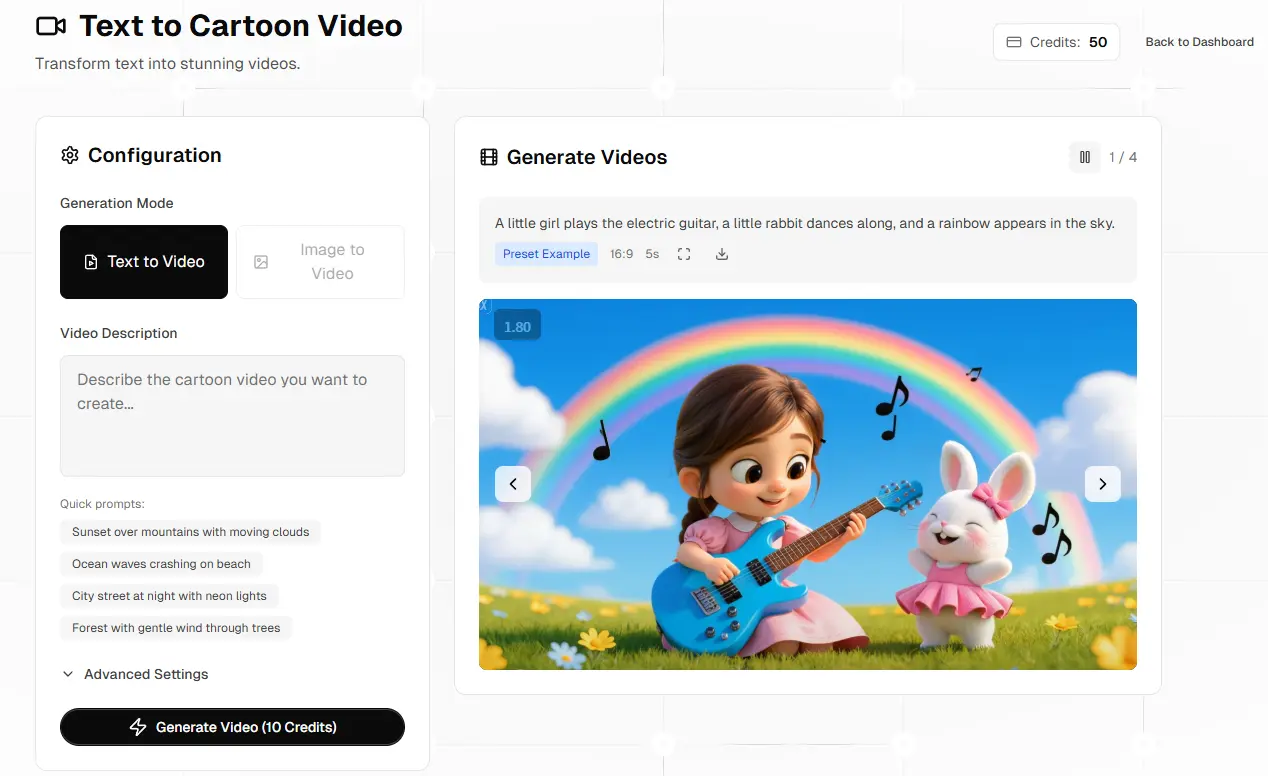 Screenshot 1 of AI Cartoon Video Generator