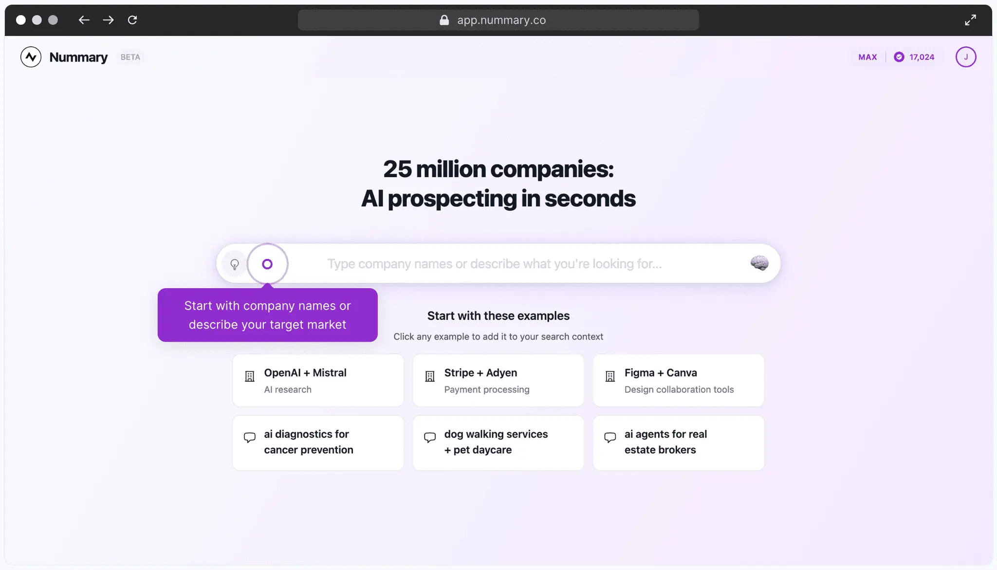 Screenshot 1 of Nummary AI Competitor Search