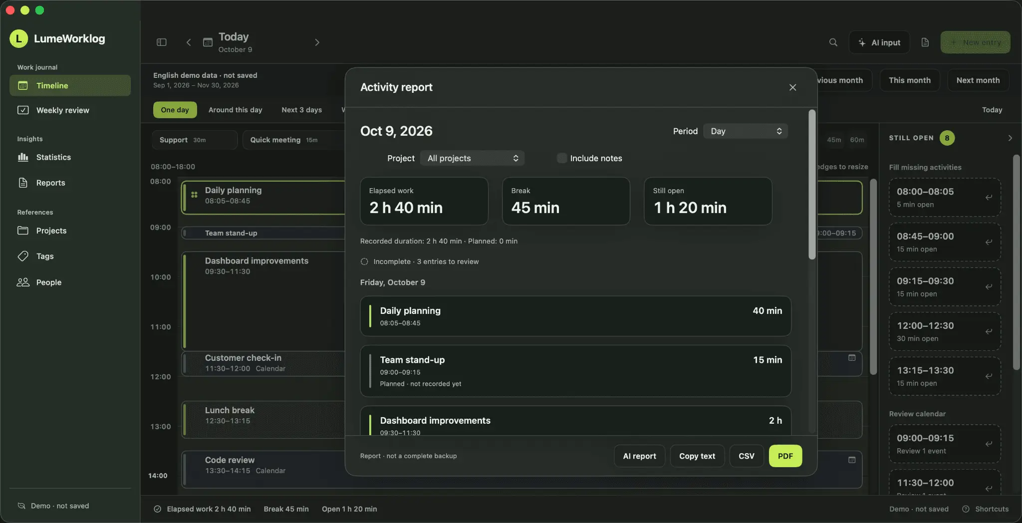 Screenshot 4 of LumeWorklog